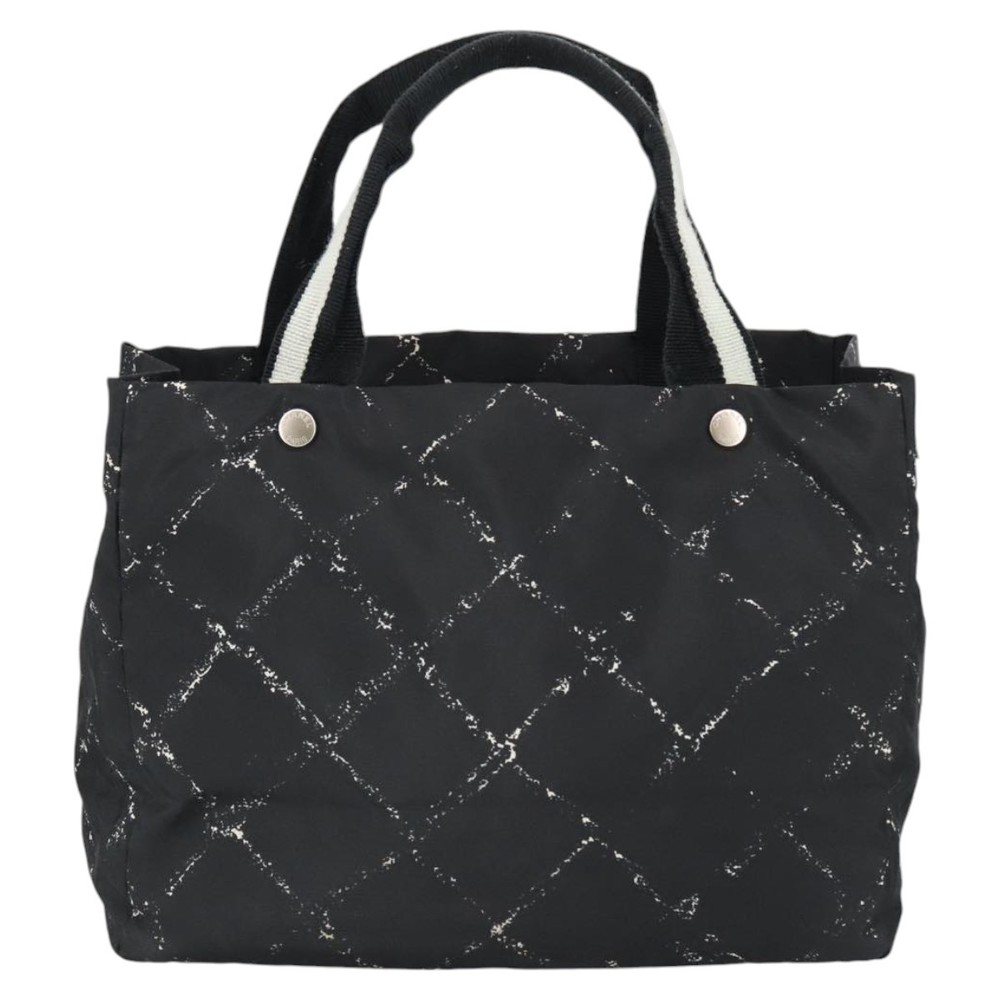 CHANEL Travel Line Tote Bag Nylon Black White Silver CC Auth bs20239 - Picture 2 of 16